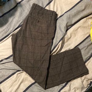 Grey Windowpane Patterned Pants
